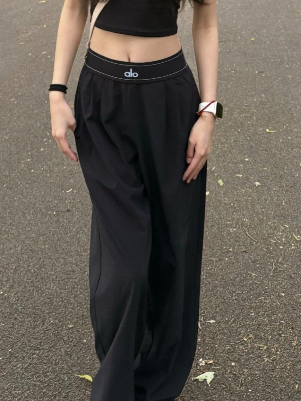 Alo Yoga Black Suit Up Trouser Regular 30"👖High Rise Casual Straight Leg Pants✨